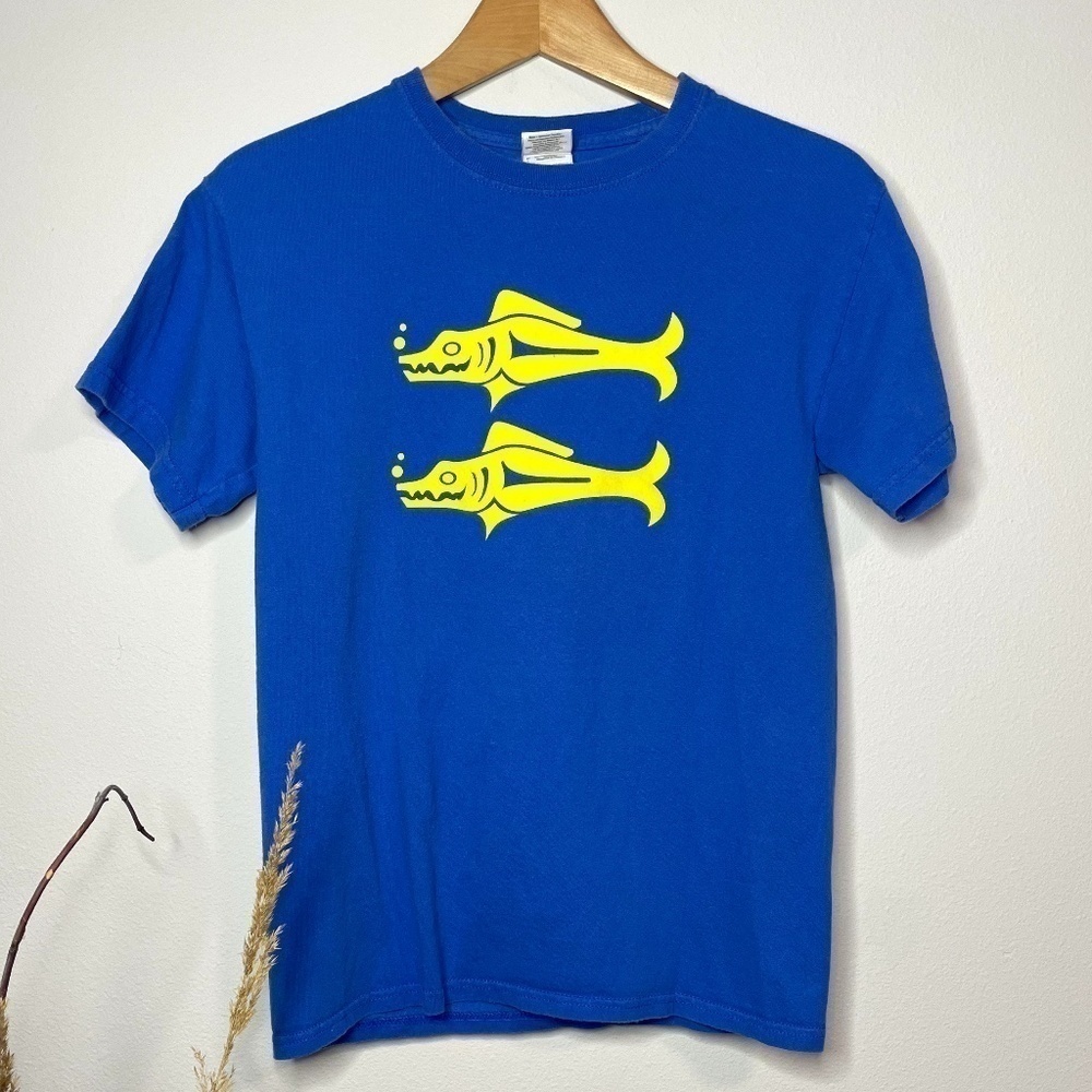 Gildan Blue Shark Skeleton Fish Shirt